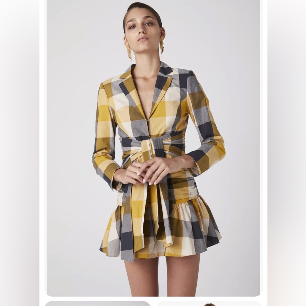 Atoir Yellow And Gray Plaid Dress